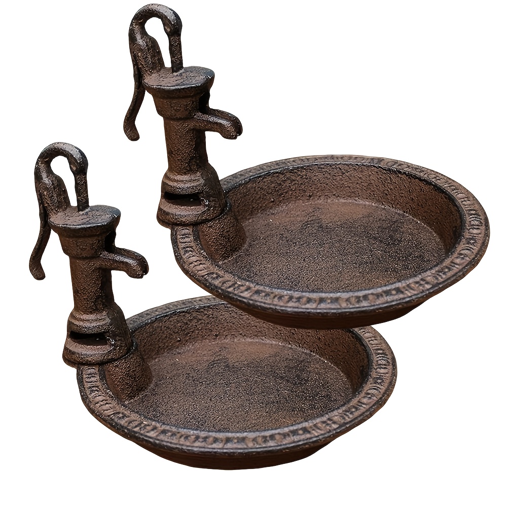 Vintage Cast Iron Pedestal Metal Bird Bath, 2-in-1 Bird Bath & Feeder with Tall Floral Accents, Heavy Duty Decorative Birdbath Bowl for Garden Yard Patio Porch