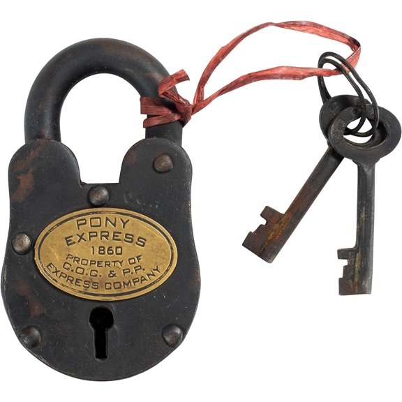 Vintage Cast Iron Pony Express Padlock with 2 Working Keys  Authentic Antique-Style Lock Functional Heavy-Duty Security Padlock
