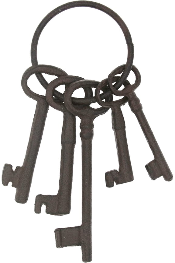 Vintage Cast Iron Skeleton Key Ring Antique Pirate Treasure Chest Keys Set For Home Decor, Halloween Costume Prop