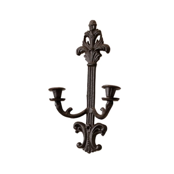 Vintage Cast Iron Wall Candle Holder Double Candlestick for Living Room Fireplace Decor