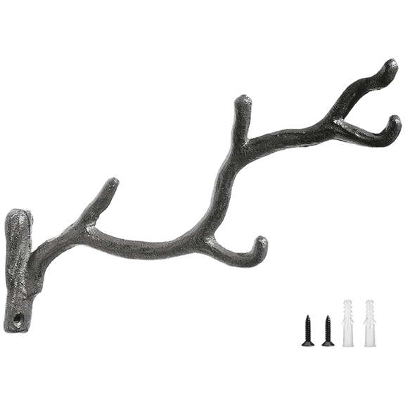 Vintage Cast Iron Wall Hook Tree Branch Design, Rustic Multi-Hook Coat Rack For Indoor Outdoor Home Decor, Sturdy Iron Hanging Organizer With Antique Black Finish