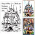 thumbnail image 1 of Vintage Castle Background Clear Stamps Retro Castle Blessings Words Silicone Clear Stamp Seals for Cards Making DIY, 1 of 8
