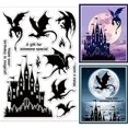 thumbnail image 1 of Vintage Castle Clear Stamps Medieval Style Western Dragon Transparent Stamps Text Silicone Clear Stamp Seals for DIY Scrapbooking Art Journals Decorative Cards Making, 1 of 7