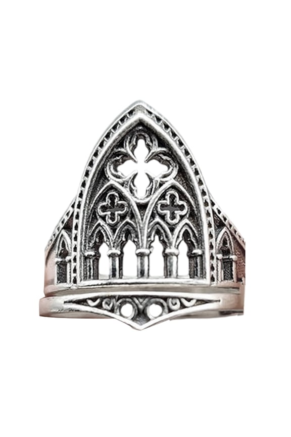 Vintage Castle Crosses Hollow Rings Jewelry Reflecting Unique Style And Elegance