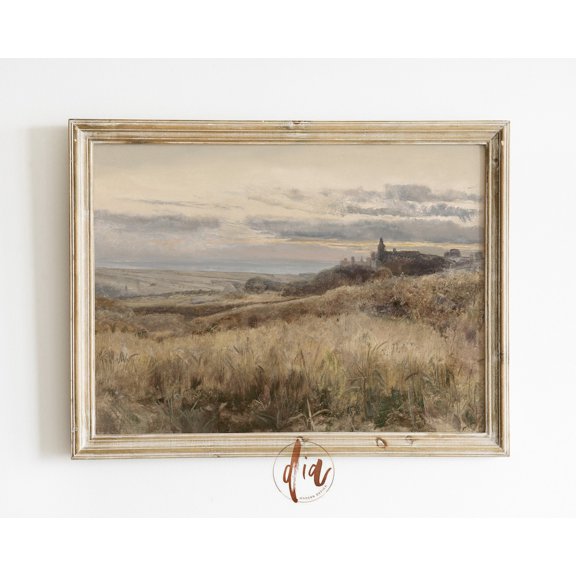 Vintage Castle Hill Neutral Landscape Wall Art Poster
