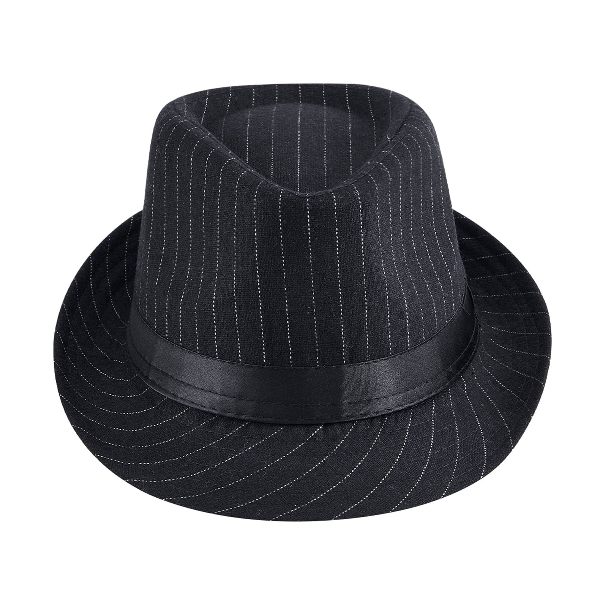 Vintage Casual Jazz Dress Cap Classic Striped Fedoras Hat for Men ...