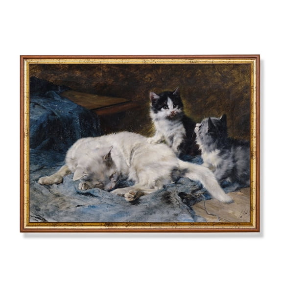 Vintage Cat Antique Kitten Portrait, Rustic Home Decor Unframed Paper Print