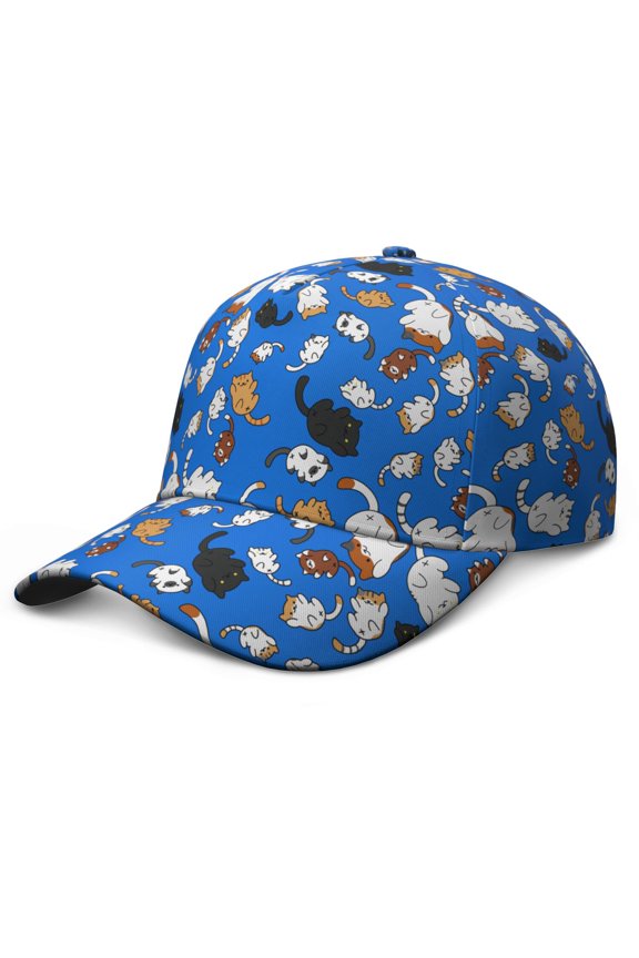 Vintage Cat Dad Hat - Floral Cat Design Adjustable Cap for Urban Streetwear Fans