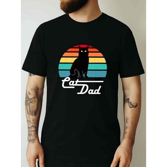 Vintage Cat Dad Life Choose Me Father Day T-Shirt Best Cat Dad Ever Shirt Funny Meow Kitten Pet Lover Gift Tee