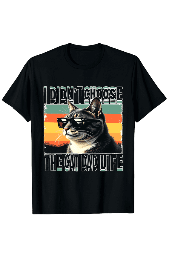 Vintage Cat Dad Life Sunglasses Graphic T-Shirt - Cool Cat Fathers Day