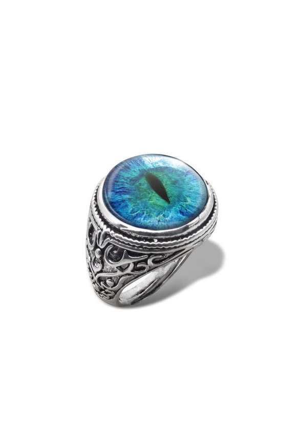 Vintage Cat Eye Ring Time Stone Jewelry For Women Silver Alloy Geometric Style Timeless Shine For Everyday Use