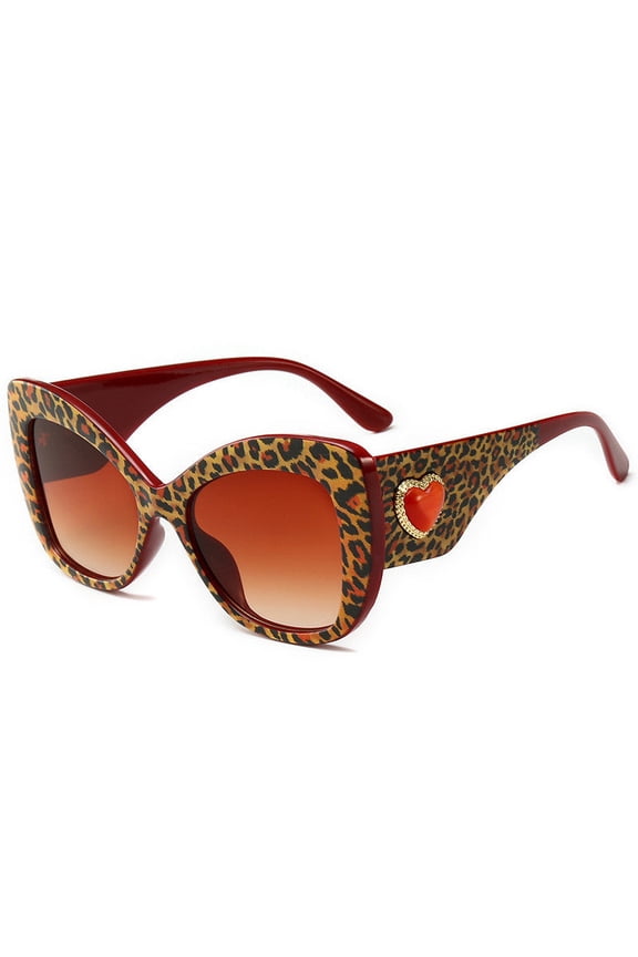 Vintage Cat-Eye Sunglasses, UV400 Protection, Leopard Print Frames, Trendy Large Frame Design, 99% Visible Light Perspective