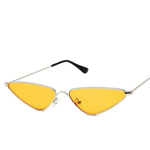 Adults Vintage Cat Eye Sunglasses with Metal Frame Triangle Ocean Piece Design AC Lenses Full Frame Non Polarized Fashion Eyewear for Women and Men