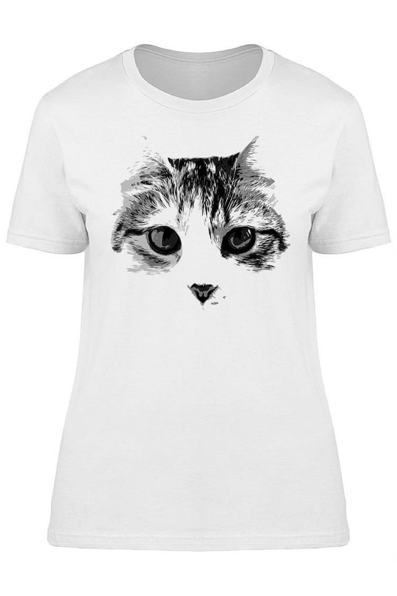 Vintage Cat Face T-Shirt Women -Image by Shutterstock, Female Medium