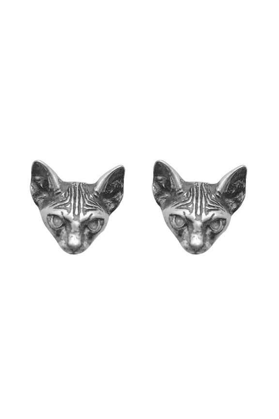 Vintage Cat Head Stud Earring Sterling Silver 925 Cartilage Earring Studs Piercing for Women Grils