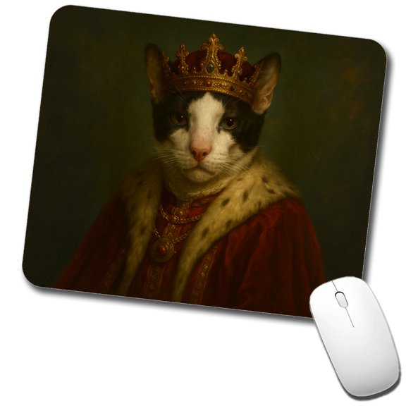 Vintage Cat King Fantasy Painting Mouse Pad Low Profile Gaming Mat
