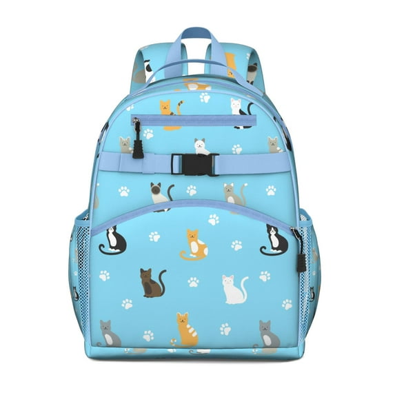 Vintage Cat Lovers Backpack - Waterproof Fabric & Side Mesh Pockets