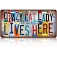 thumbnail image 1 of Vintage Cat Metal Tin Sign License Plate Wall Decor for Home Cat Lover 12 x 6 Inches - Crazy Cat Lady Lives Here, 1 of 5