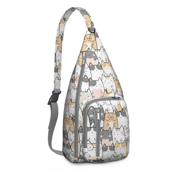 Vintage Cat Print Crossbody Backpack - Boho Cat Aesthetic Design Shoulder Bag (Tear-Resistant & Stylish, Easy Access)