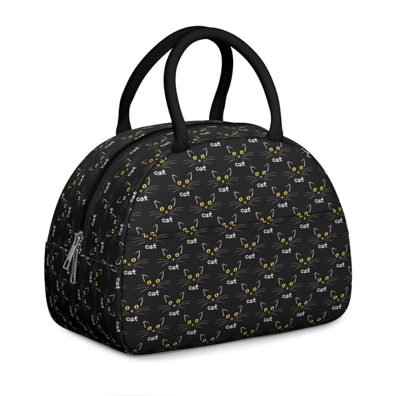Vintage Cat Print Lunch Box – Artistic Cat & Flowers Design, Reusable Thermal Lunch Bag for Work, Picnics & Cat Lover Gifts