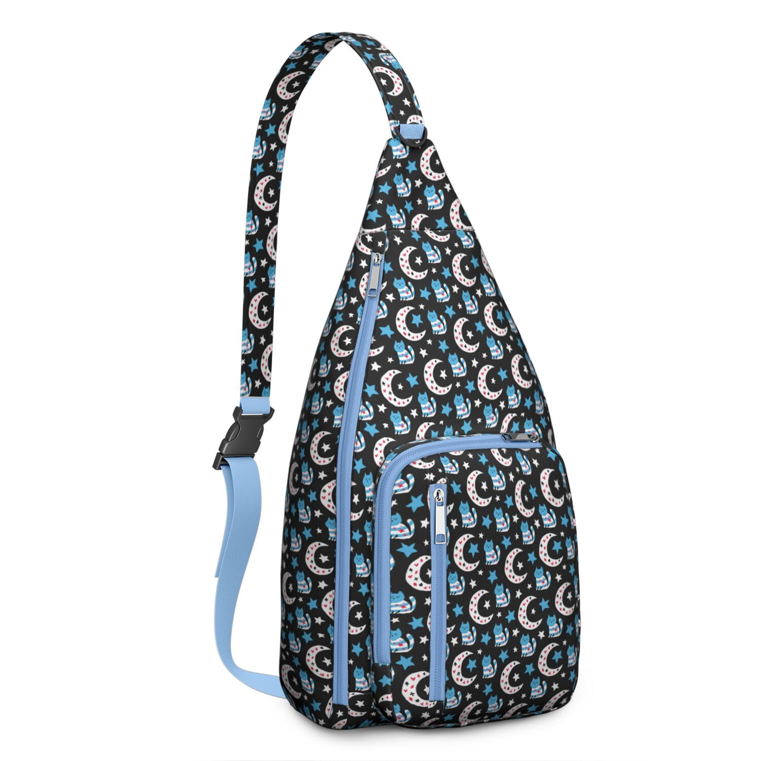Vintage Cat Print Sling Backpack – Cute Watercolor Hand-Drawn Cat Crossbody Bag for Travel & Hiking