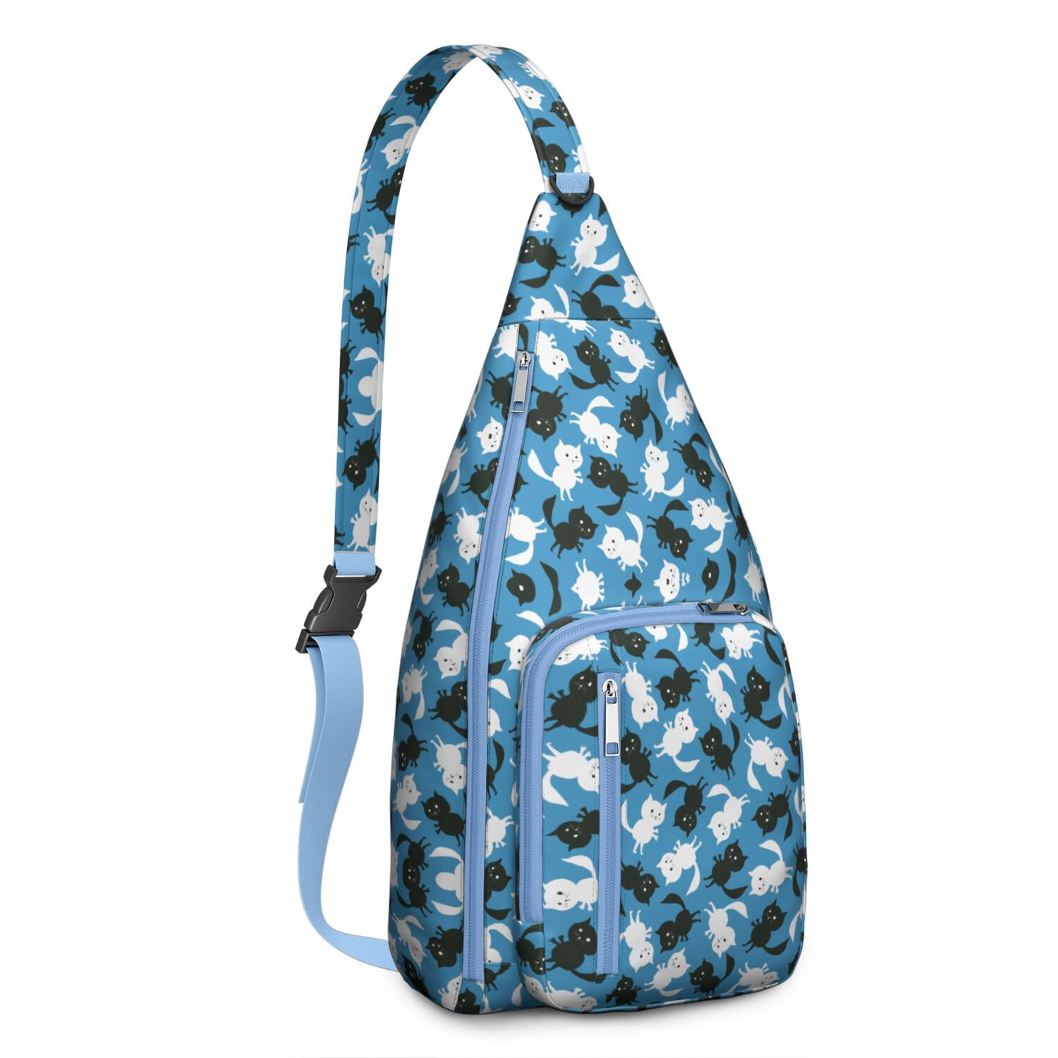 Vintage Cat Print Sling Backpack – Cute Watercolor Hand-Drawn Cat Crossbody Bag for Travel & Hiking