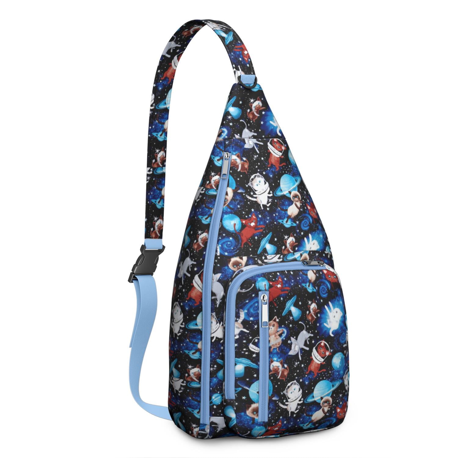 Vintage Cat Print Sling Backpack – Cute Watercolor Hand-Drawn Cat Crossbody Bag for Travel & Hiking
