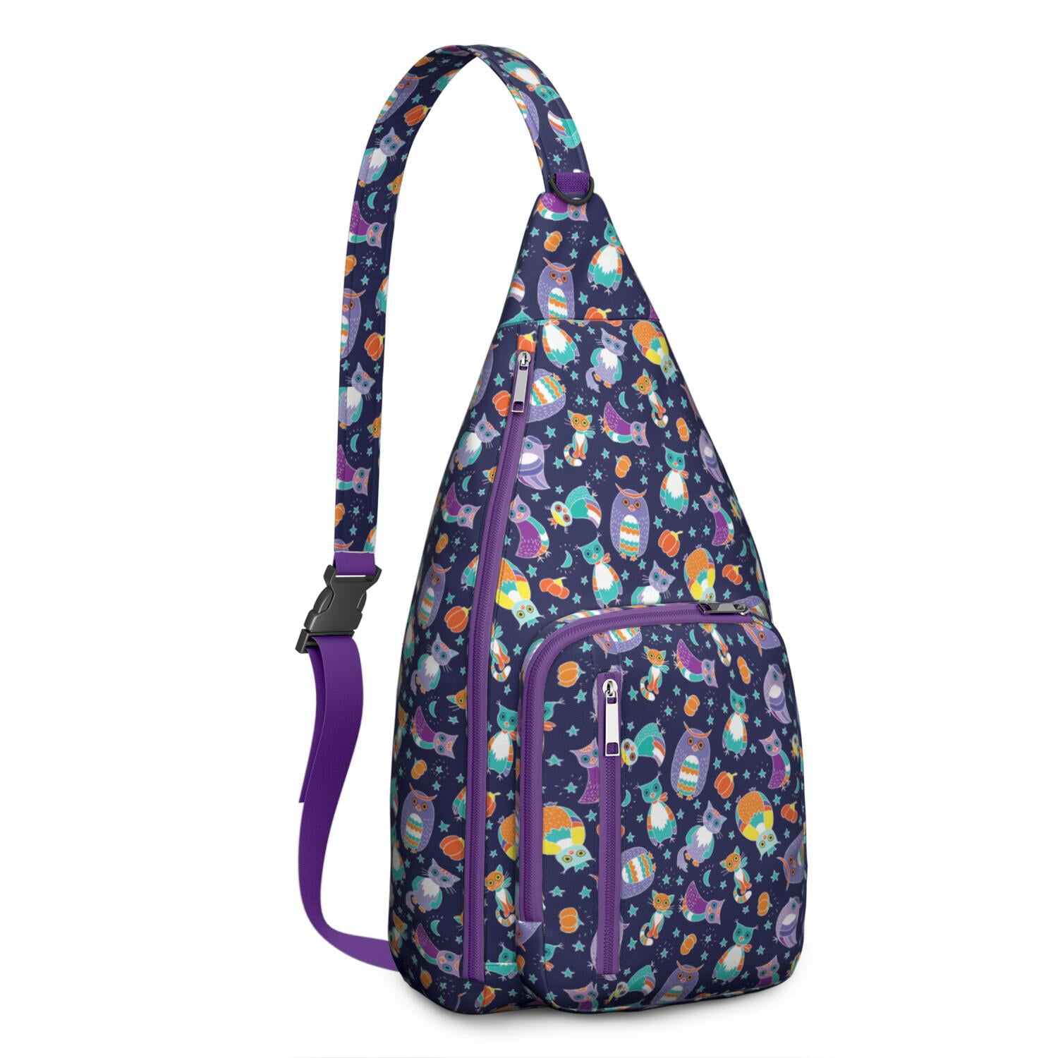 Vintage Cat Print Sling Backpack – Cute Watercolor Hand-Drawn Cat Crossbody Bag for Travel & Hiking