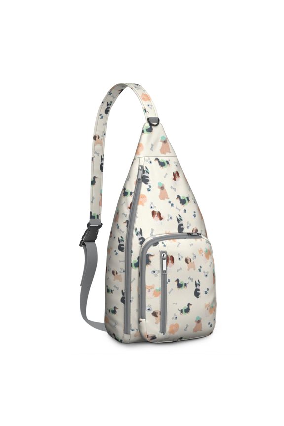 Vintage Cat Print Sling Backpack – Cute Watercolor Hand-Drawn Cat Crossbody Bag for Travel & Hiking