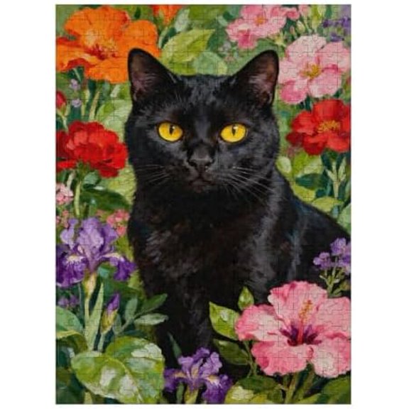 Vintage Cat Puzzles for Adults 500 Pieces and Up,Flower Jigsaw Puzzles Collection Animal and Plant, Retro Kitty Puzzle for Cat Lovers, Christmas Holiday Birthday Gift
