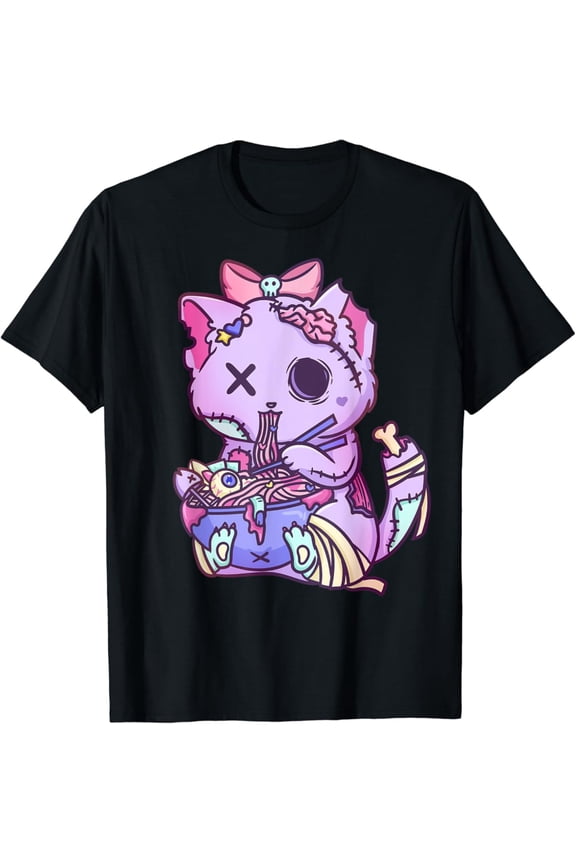 Vintage Cat Ramen Bowl Pastel Goth Nu Goth Anime Otaku Japanese T-Shirt S-5XL Trending Birrthday Tee Gifts Vintage Tee -Birthday Gifts