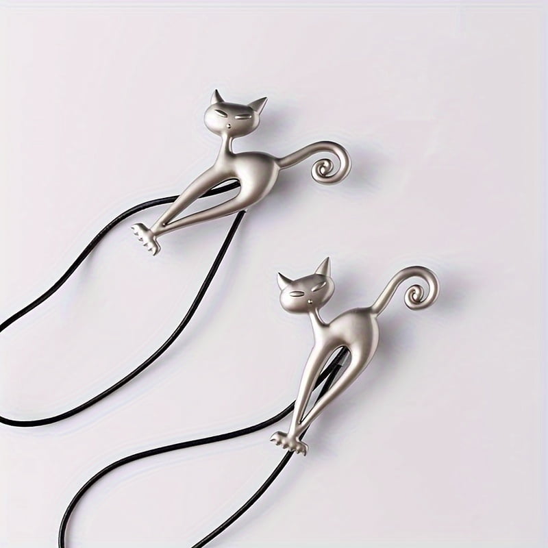 Vintage Cat Shaped Curtain Tiebacks, Decorative Window Drapery