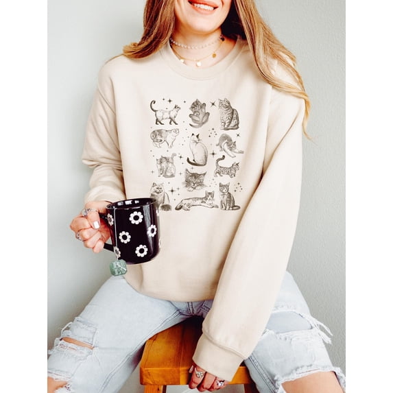 Vintage Cat Sweatshirt, Cat Sweater, Retro Cat Tee, Cat Lovers, Cat Mom, Cat Owner Clothing, Cute Cat Mommy Outfit SWEATSHIRT All Size S-5XL