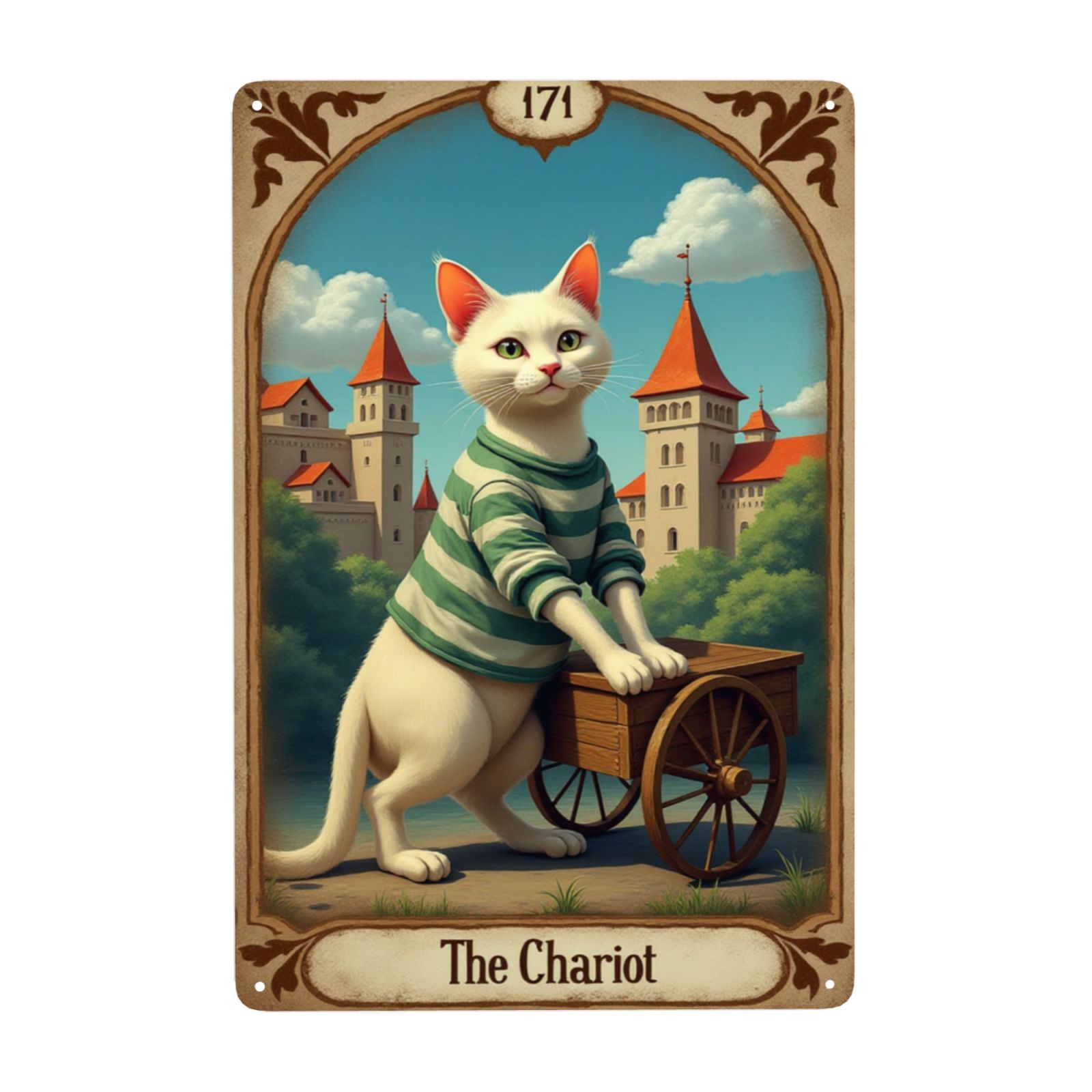 Vintage Cat Tin Sign Retro Tarot Card Metal Sign Wall Art Decor ...