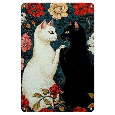 Vintage Cat Wall Decor, You And Me We Got This Funny Cats Metal Sign for Kitchen Bathroom Bedroom Wall Art Decor, Metal Cat Poster Home Decor For Cat Lovers 8x12″