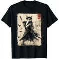 thumbnail image 1 of Vintage Cat Warrior Vintage Graphic Tee Japanese Art Anime Unisex T-Shirt Best Birthday Gifts, 1 of 3