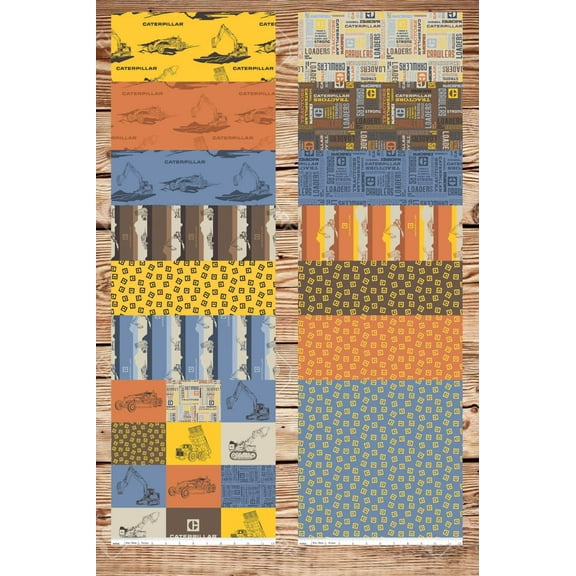 Vintage Caterpillar Equipment by Riley Blake Flat Fold Assortment 60 Yards Bundle Cotton Fabric
