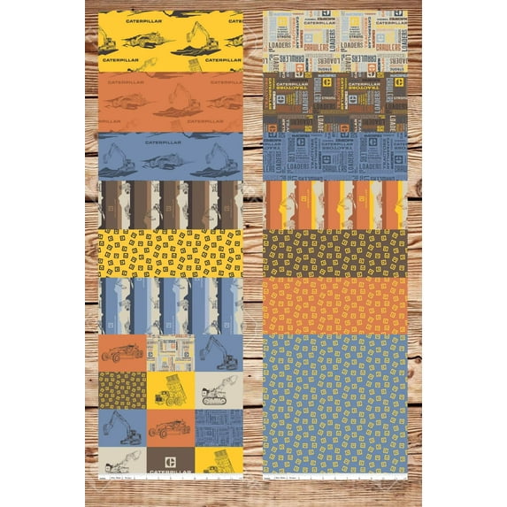 Vintage Caterpillar Equipment by Riley Blake Flat Fold Assortment 60 Yards Bundle Cotton Fabric