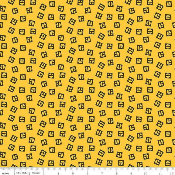 Vintage Caterpillar Vintage Logo Toss Yellow Cotton Fabric