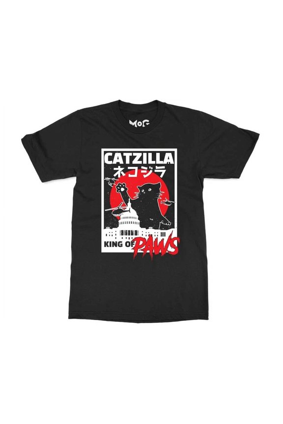 Vintage Catzilla Funny Cat Movie Parody T-Shirt Japanese Monster Kitty Pet Lover Tee Top Best Birthday Gifts