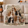 thumbnail image 1 of Vintage Cavalier Charles Spaniel Portrait, Festive Pet Portrait Pattern, Warm Flannel Blanket for Living Room and Bedroom, Dog Lovers person's Day Gift, Pet Lover Home Decor, 1 of 9
