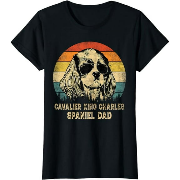 Vintage Cavalier King Charles Spaniel Dad Dog Father's Day T-Shirt
