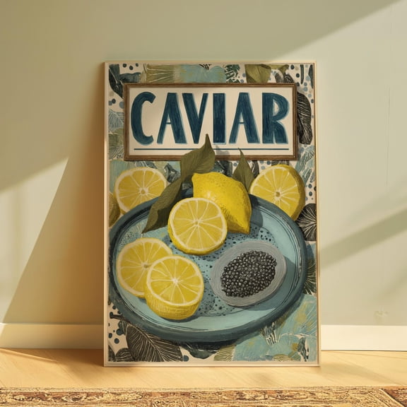 Vintage Caviar Kitchen Wall Art, Retro Food Poster, Unframed Paper Poster 8x10in