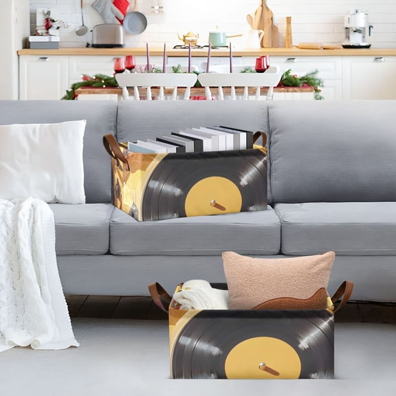 Vintage Cd Bread Storage Bins with Handles Foldable Storage Baskets for Shelves Organizer Cloth Baskets