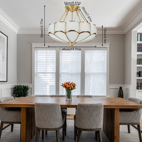 Vintage Ceiling Light Flower Shape Ceiling Light Glass Ceiling Light 17.72*5.9in