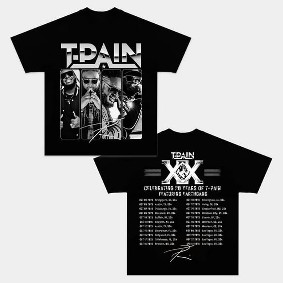 Vintage Celebrating 20 years of T-Pain Double Sided Shirt, TP20 Merch Outfit, Music Rap Graphic Tee, Unisex Streetwear Top, Gift for Fans, Menswear Womenswear