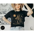 thumbnail image 1 of Vintage Celestial Folklore Fox TShirt, Sun Crescent Moon Boho Shirt, Cottagecore Mystical Folk Art Fox T-Shirt, Spiritual Dark Academia Tee, 1 of 5