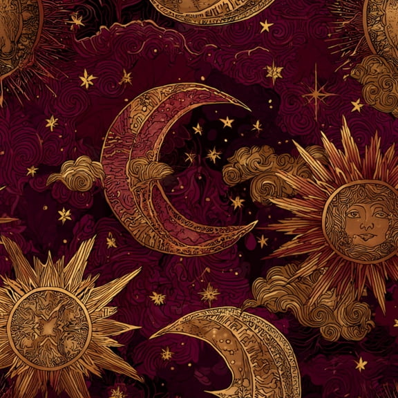Vintage Celestial Peel and Stick Wallpaper Detailed Starry Sky Design Sun Cloud Scrolls Wall Mural 17.7in x 9.8ft Self Adhesive Removable Wall Paper Renter Friendly Wallpaper for Bathroom