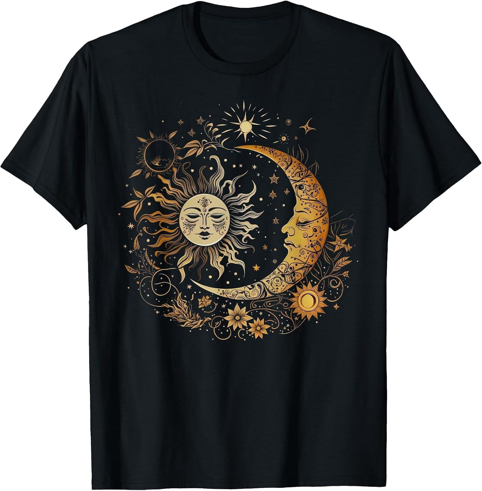 Vintage Celestial Sun Moon Flower