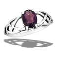 thumbnail image 1 of Vintage Celtic Simulated Amethyst Ring .925 Sterling Silver Band Purple CZ Female Size 10, 1 of 4